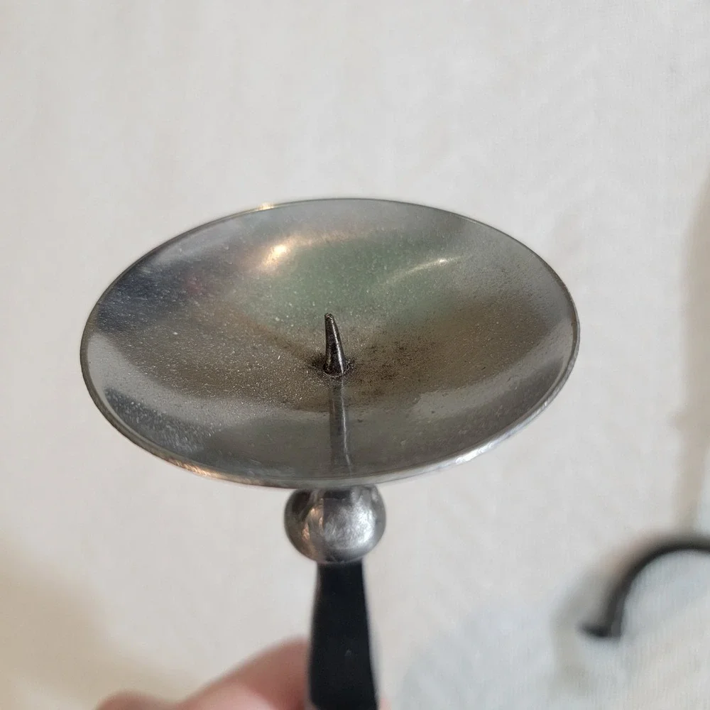 Set of 3 Brutalist‎ Handmade Metal Candlesticks MCM Midcentury Modern Rustic